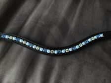 Stirnriemen Trense Zaumzeug Pferd Leder Strass Glitzer WB VB Pony blau hellblau
