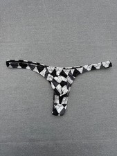 Knaper Herren Bade String Tanga, Sexy, schwarz/ weiß Kariert, Größe L