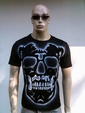 BIKER RIDER CHOPPER GHOST SKULL ViP Tattoo Airbrush Designer T-Shirt S/M 48