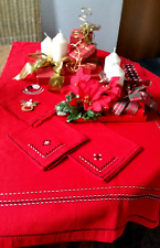 Weihnachtdeko -Tischdeko - Gebastelt - Leinendecke - Servietten -VieleKerzen-Gut