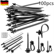 100 Stk Nylon Kabelbinder Befestigung Clips Auto Kfz Leitungsbinder Schwarz Set