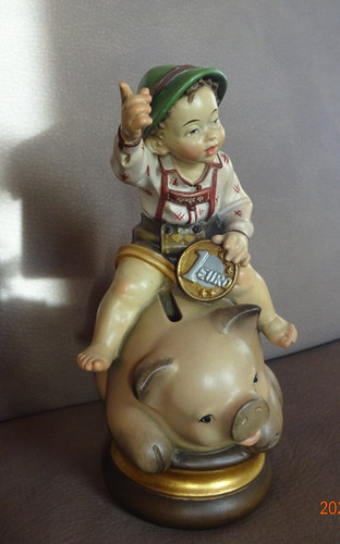 Holzfigur sparschwein mit - sparschwein,
