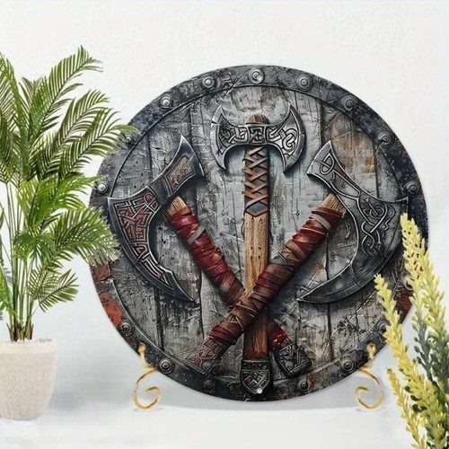 Blechschild rund wikinger - blechschild,