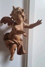 Nr 1) Holzschnitzerei Holzfigur Engel Putto Engelfigur Wandengel Natur 41 Cm