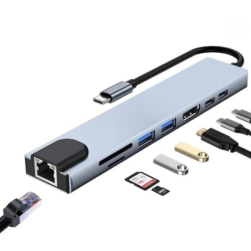 Usb hub 1 adapter 4k - usb-c, 8-in-1