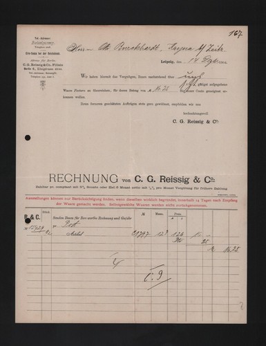 Leipzig rechnung 1904 g - leipzig,, c.