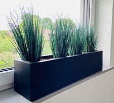 Blumenkasten schwarz rechteckig 18x18x79cm Fieberglas