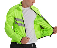 Fahrrad Windjacke HighVis neongelb mit Reflexstreifen, 2XL, 216g, Rennrad MTB