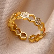 18K Gold Diamant TI Stahl Ring