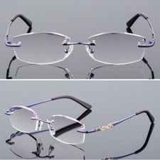 Damen Mädchen Brille Strass Rand Lesen Rahmenlose Lesebrillen Alterssichtig