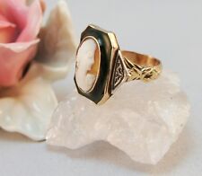 Ring 14 k 585  Rosegold mit Camee, Email, Silber Antik 52 Gr woll Viktorianisch