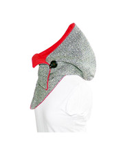 Kapuzenschal grau-meliert rot