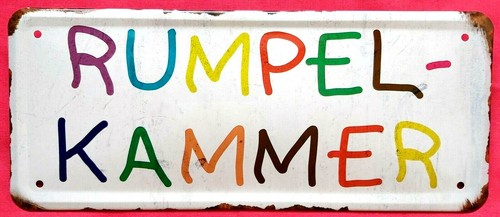 Blechschild 28x12 rumpelkammer - blechschild,