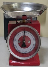 Analoge Retro Küchenwaage Rot 5kg | Mechanisch mit Edelstahl Schüssel | Vintage