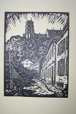 heidelberg Brücke Schloß paul meurer gebr krüger holzschnitte um 1910