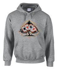 Hot Rod Poker Rockabilly Tattoo Graue Hoodies Kapuzenpullover -3082 -Grau