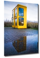 Leinwand Bild Telefonzelle Gelb Post Kunst Design Deko