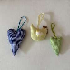 Set zwei Herzen ein Huhn Deko Stoff schönes Heim Landhaus kariert Handmade