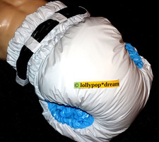 SPREIZHOSE  7 SCHLAUFEN WEICHE PVC Folie DICK WATTIERT  WINDELHOSE NEU  XL