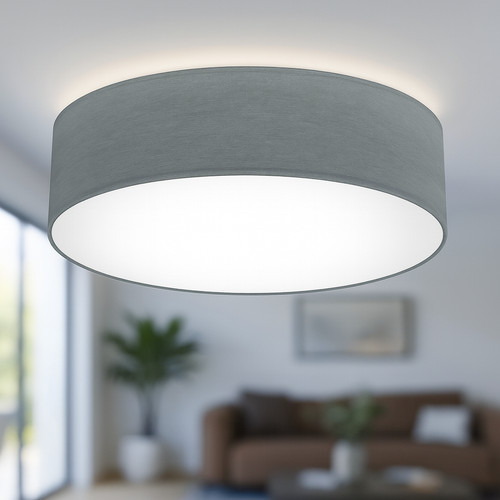 Deckenlampe textil grau stoff - deckenlampe,