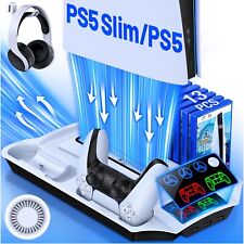 PS5 Standfuß mit Lüfter mit PS5 Controller Ladestation für Playstation 5 Slim
