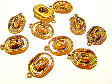 10 Stück Anhänger Pendants Basteln Cowboy Hut goldfarben Grosshandel Konvolut *