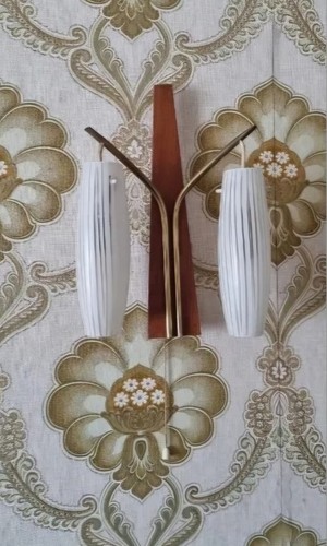 Doppelwandleuchte teak messing - doppelwandleuchte,