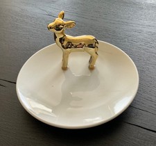 weihnachtliches Porzellan Tellerchen mit goldenem Reh