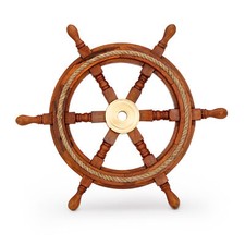 45cm Maritimes Steuerrad Holz mit Messingnabe Standard-Qualität Schiffsrad Deko
