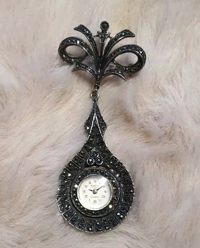 Brosche uhr nach art deco - brosche, 925