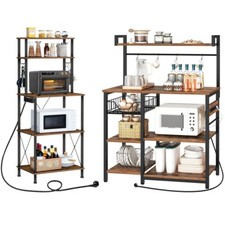 HOOBRO Küchenregal Standregal mit Steckdosen Bäckerregal Mikrowellen-Regal