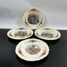 Obernai Sarreguemines France  H. Loux Motive, 4 Teller 3 x 20,5 cm, 1 x 19 cm