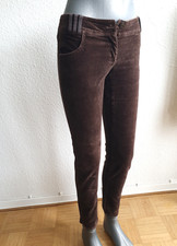 MÖTIVI Italy SAMT HOSE Braun BEIN SCHLITZ mit RV Stiefel Hose Jeans Gr. S BoHo