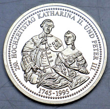 MEDAILLE 1995: 250. HOCHZEITSTAG KATHARINA II. & PETER III., 999 SILBER, PP Be51