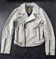 G-Star Damen Lederjacke, Bikerstyle Jacke grau Gr.XS