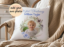 Foto Personalisiertes Taufkissen, Erinnerungskissen, Kinder Andenken Geschenk