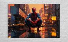 Spider Man Leinwand Bild Cool Farbig Stil Pop-Art Hocke Superhelden