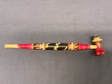 HOLZ PFEIFE HANDGEARBEITET UNBERAUCHT 24cm LANG