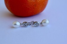 Y111  Süßwasser Perlen Schmuck Ohrringe Ohrstecker 925 Silber Zirkonia  mknj