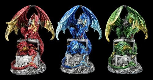 3er set drachenfiguren bunte - set,