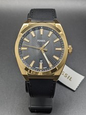 Fossil FS6089 Everett Herren Armbanduhr Lederarmband Wasserdicht 42 mm schwarz