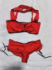 Lip Service Bra Pantie Underwear Lingerie red  Gothic