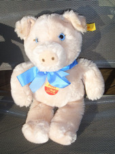 Steiff Schwein Poppy, ca. 32 cm, mit Knopf, Fahne und Schild