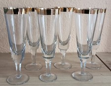 6 Vintage Gläser mit Goldrand