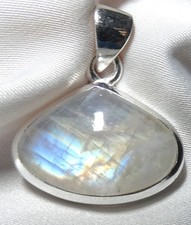 ✨ Regenbogen-Mondstein Anhänger ? 925 Silber • Blau-Gold Schimmer • Unikat ?