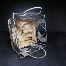 Korb Schmetterling Rattan Metall Vintage Deko Haus Design Handgefertigt France