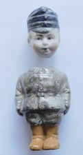 Porzellanpuppe Kind Soldat blaue Mütze I. WK 11008 Heubach ? defekt Ersatzteile