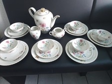 Bavaria Winterling Marktleuthen Teeservice – romantisches Blumen-Dekor, Goldrand