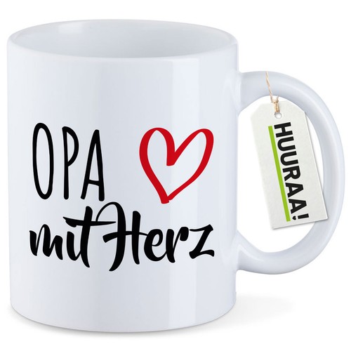 Kaffeetasse opa mit herz - kaffeetasse,