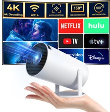 Android 11 Projektor 4K LED WLAN Bluetooth Mini Heimkino Beamer Mit Leinwand DE